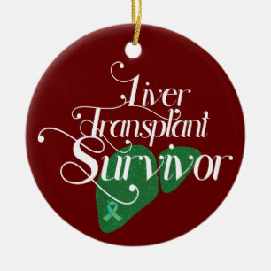 Green Liver Transplant Survivor Custom Ceramic Ornament
