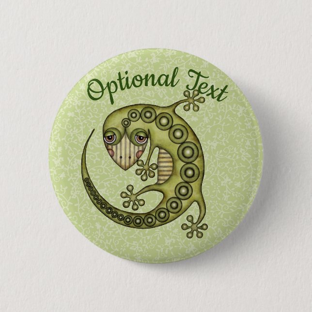 Green Lizard 2 Inch Round Button (Front)