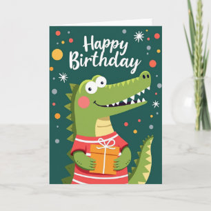 Green Lizard Birthday Card