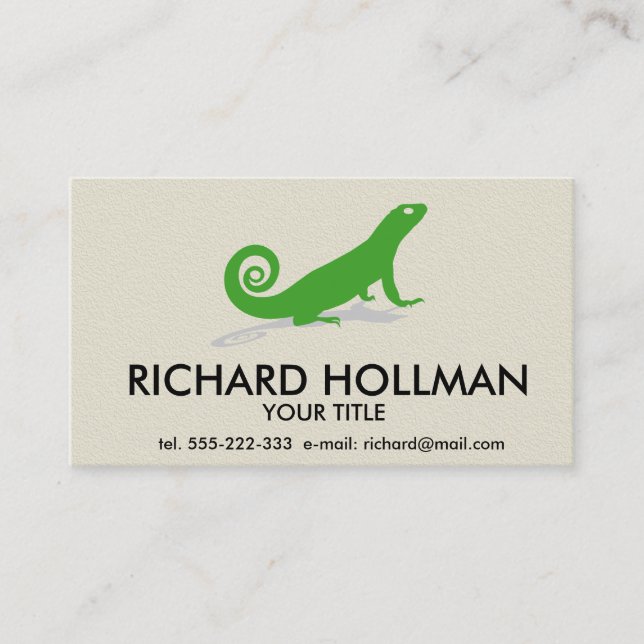 Green lizard business card (Front)