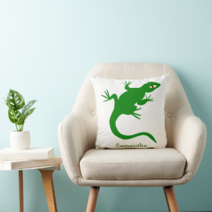 Green Lizard Design Personalised Throw Pillow