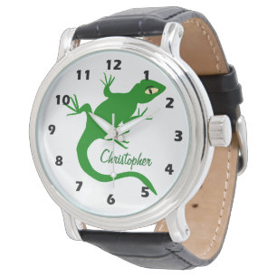 Green Lizard Design Personalised Watch