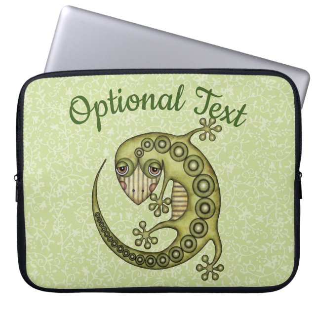Green Lizard Laptop Sleeve (Front)