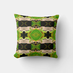 green lizard pattern abstract plain black throw pillow