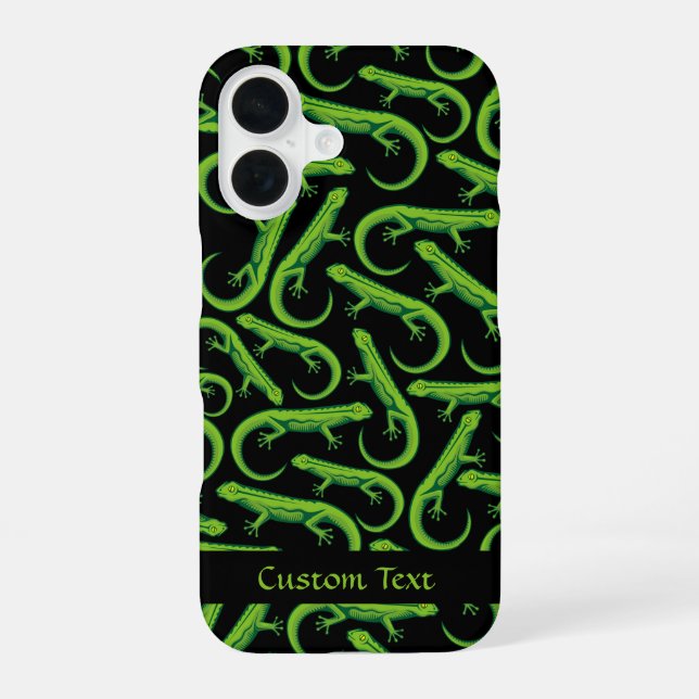 Green Lizard Pattern iPhone 16 Case (Back)