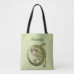Green Lizard Tote Bag