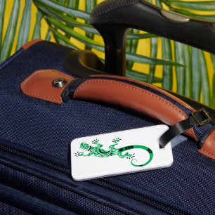 Green Lizard Tribal Tattoo Luggage Tag