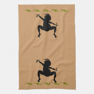 Green Lizards & Dancing Kokopelli Kitchen Towel