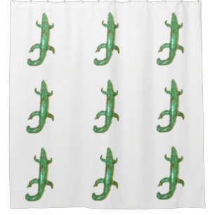 green lizards on white