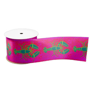 green lobsters Thunder_Cove pink Satin Ribbon