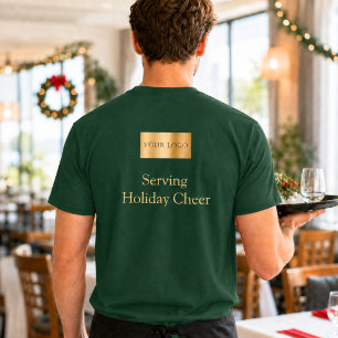 Green Logo Christmas Staff Serving Holiday Cheer T-Shirt