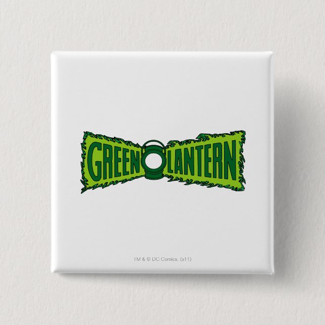 Green Logo Flames 2 Inch Square Button (Front)