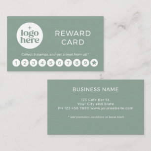 Green Logo Professional Reward Punch Loyalty Card