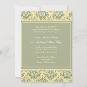 Green Lotus Customize Wedding Invitation