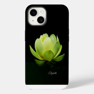 Green Lotus Flower Black iPhone 14 Case