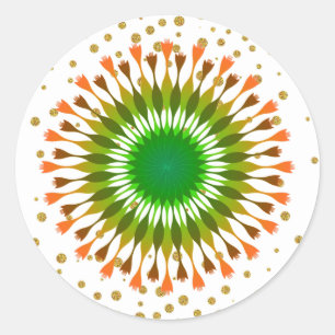 Green Lotus Flower Gold Confetti Wedding Classic Round Sticker