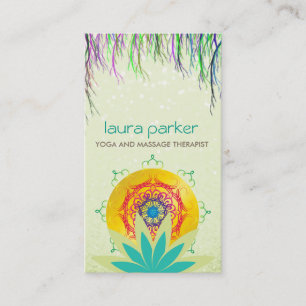 Green Lotus Flower Mandala Logo Yoga Healing Business Card