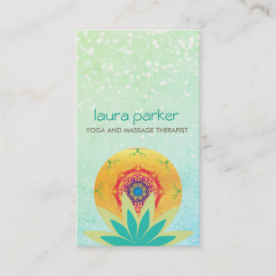 Green Lotus Flower Mandala Logo Yoga Healing Business Card
