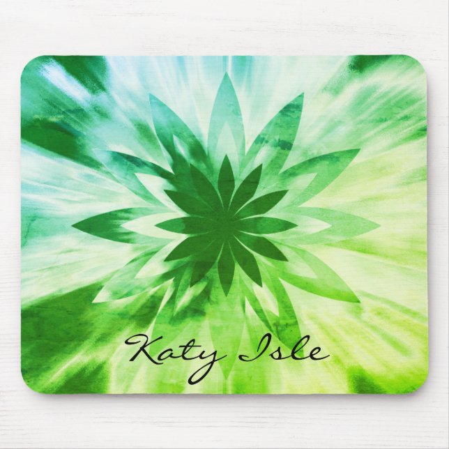 Green Lotus Flower Watercolor Ethnic Paint Mouse Pad (Front)