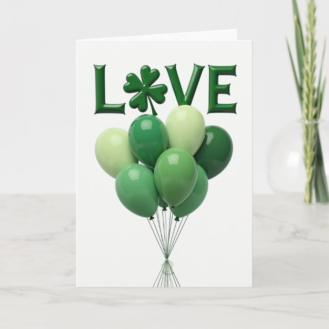 Green Love Balloons Card (Front)