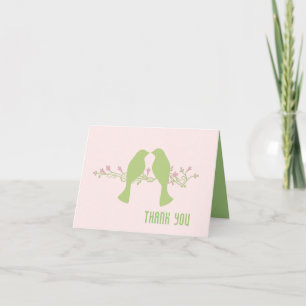Green Love Birds Wedding Thank You Card