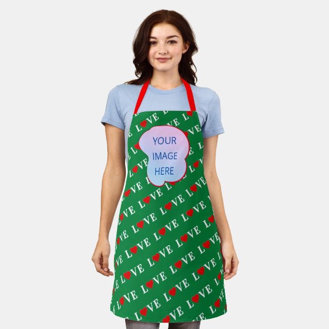 Green LOVE Heart Apron (Worn)