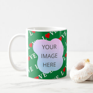 Green LOVE Heart Retro Elegant Coffee Mug