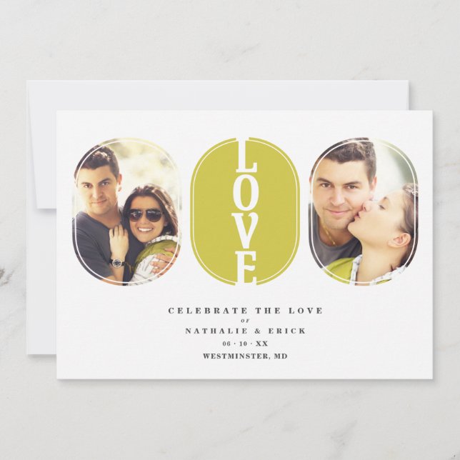 Green Love Quote Wedding 2 Photos Couple (Front)