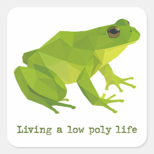 Green Low Poly Life Frog Square Sticker