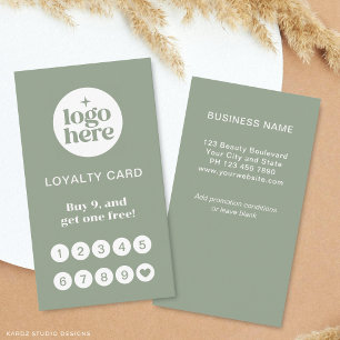 Green Loyalty Card Business Reward Punch Card