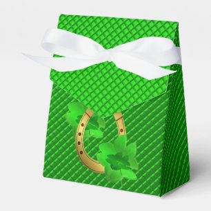 green,luck gift, horseshoe, shamrock, green, gold favor box