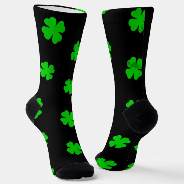 Green Lucky Clover Crew Socks (Angled)