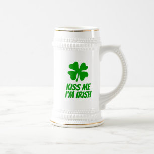 Green lucky clover funny St Patrick's Day  Beer Stein