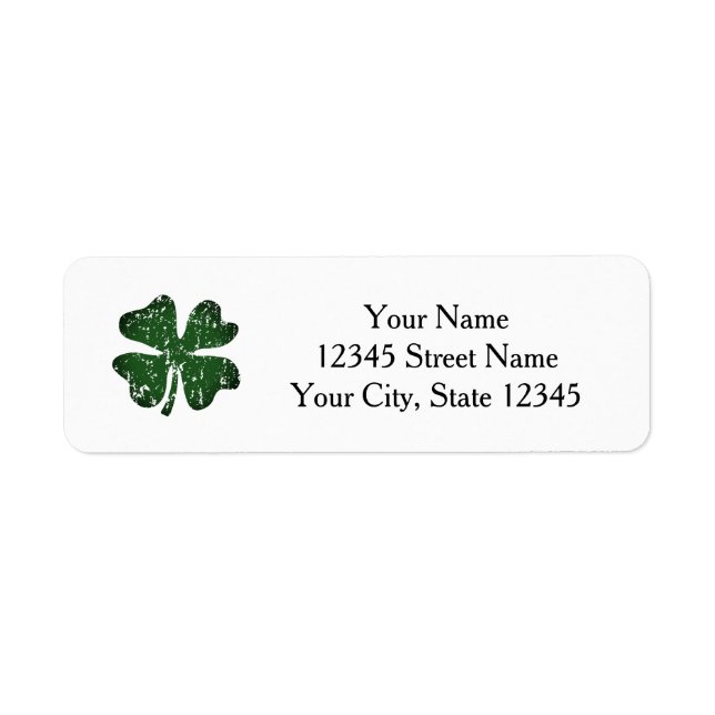 Green lucky clover logo return address labels (Front)