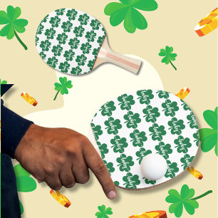 Green Lucky Clover St. Patrick Day Ping Pong Paddle