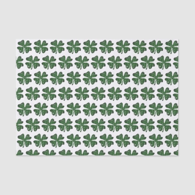 Green lucky clover St Patrick's Day tissue paper (Front)