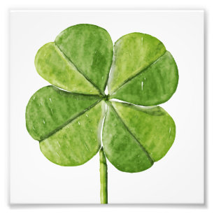 Green lucky Four-leaf clover Shamrock hand painted Photo Print