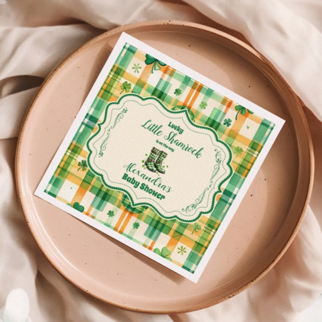 Green Lucky Little Shamrock Baby Shower Napkin (Creator Uploaded)