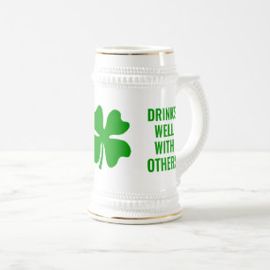 Green lucky shamrock funny St Patrick's Day Beer Stein