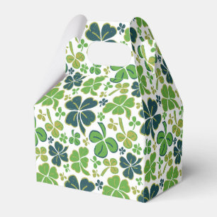 Green Lucky Shamrocks Clover St. Patrick`s Day Favor Box