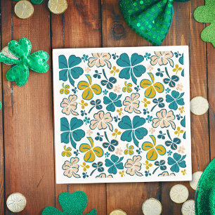 Green Lucky Shamrocks Clover St. Patrick`s Day  Napkin