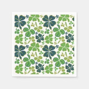 Green Lucky Shamrocks Clover St. Patrick`s Day Napkin
