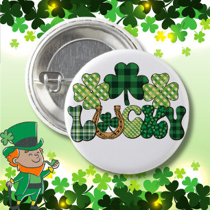 Green Lucky St Patricks Day 1 Inch Round Button