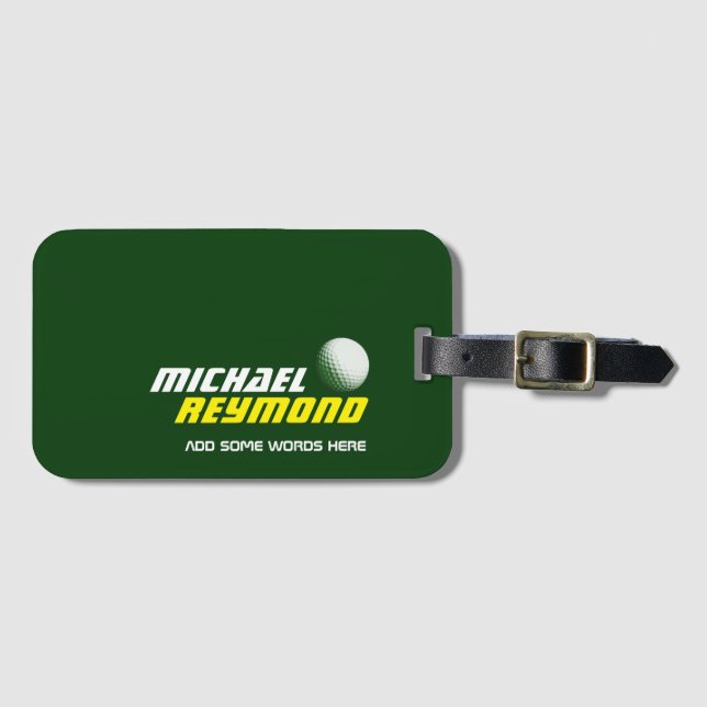 green luggagetag with golfer name  luggage tag (Front Horizontal)