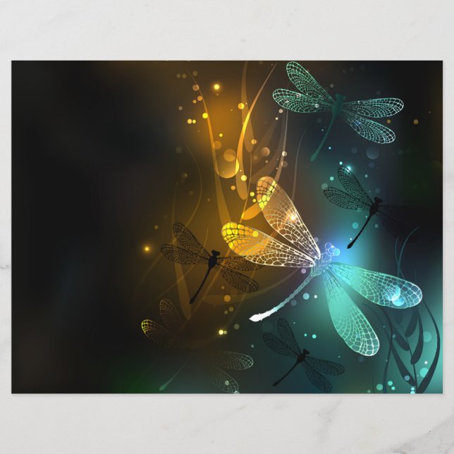 Green luminous dragonfly flight (Front)