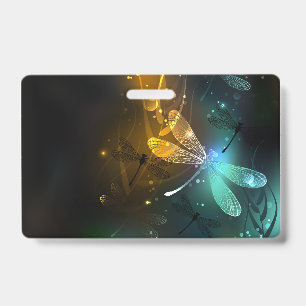 Green luminous dragonfly flight badge