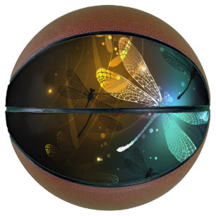 Green luminous dragonfly flight basketball