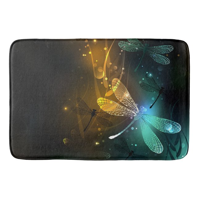 Green luminous dragonfly flight bath mat (Front)
