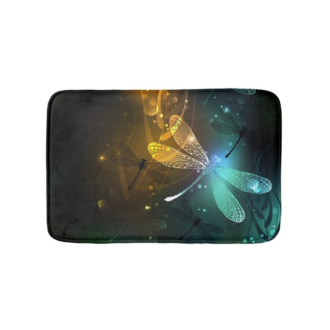 Green luminous dragonfly flight bath mat (Front)