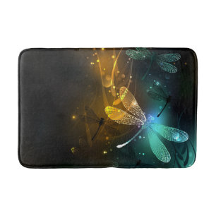 Green luminous dragonfly flight bath mat